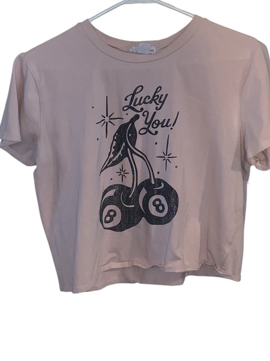 Outlaw Tops - Outlaw Cherries Lucky You 8-ball Tattoo Pink Graphic Tee cropped Tshirt Retro